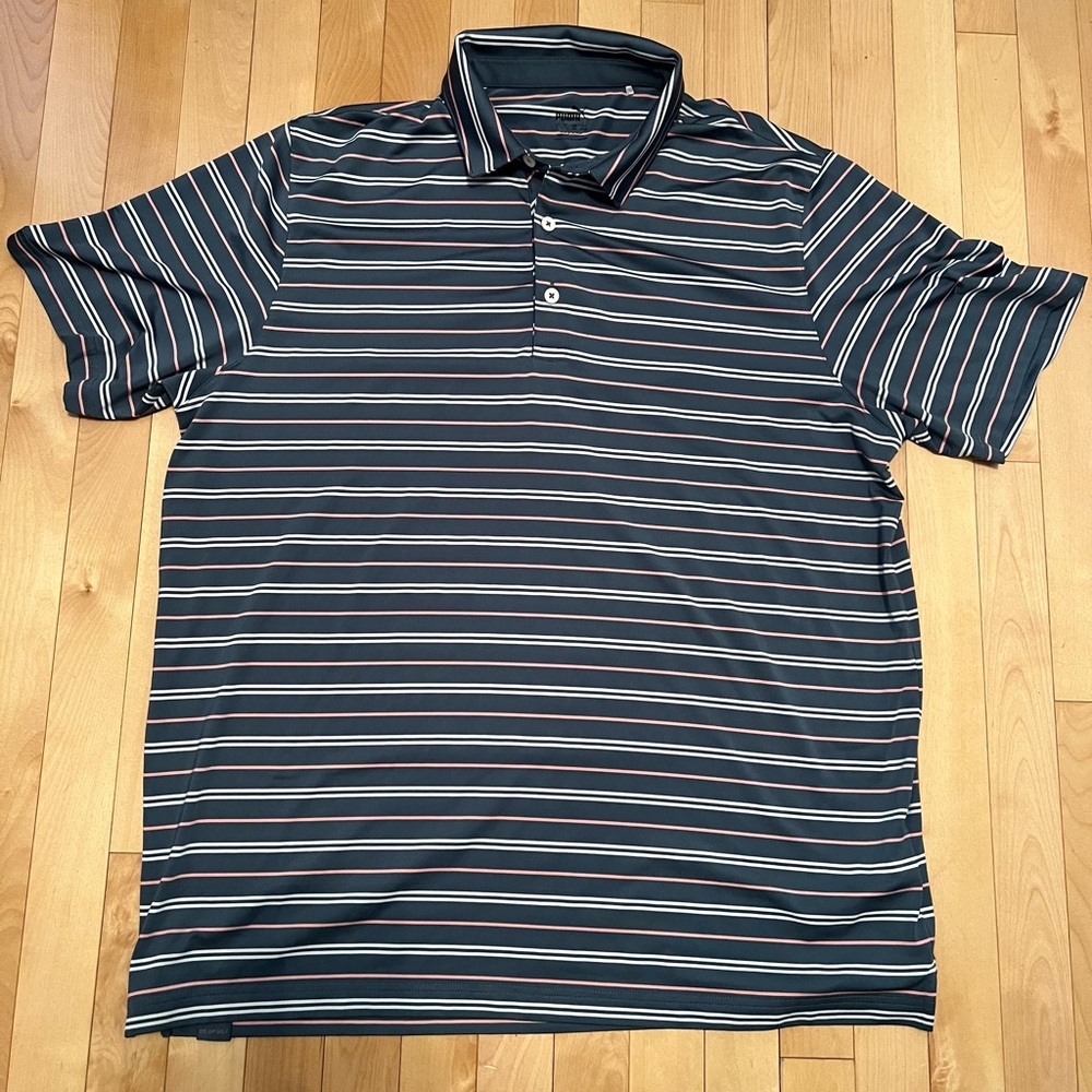Puma Men's Blue Striped Polo Shirt